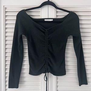 LUSH x Lauren Luyendyk Green Long Sleeve Front Tie Scrunch Sweater - Size M